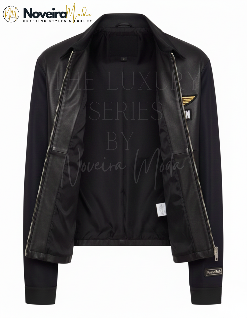 Luxury Black Leather Jacket for Men | Designer Inspired Minimal Zip Jacket