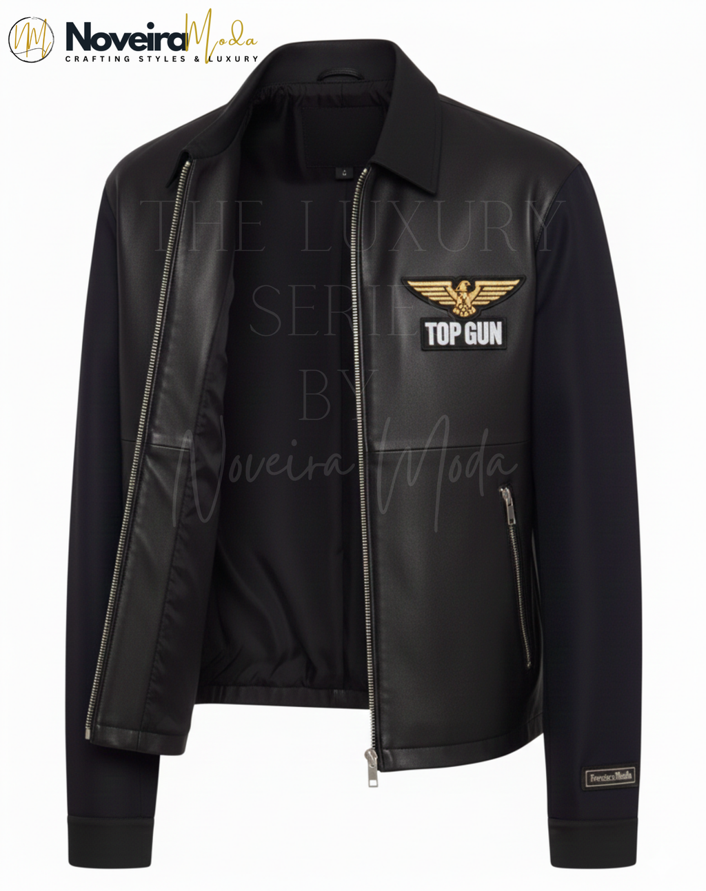 Luxury Black Leather Jacket for Men | Designer Inspired Minimal Zip Jacket