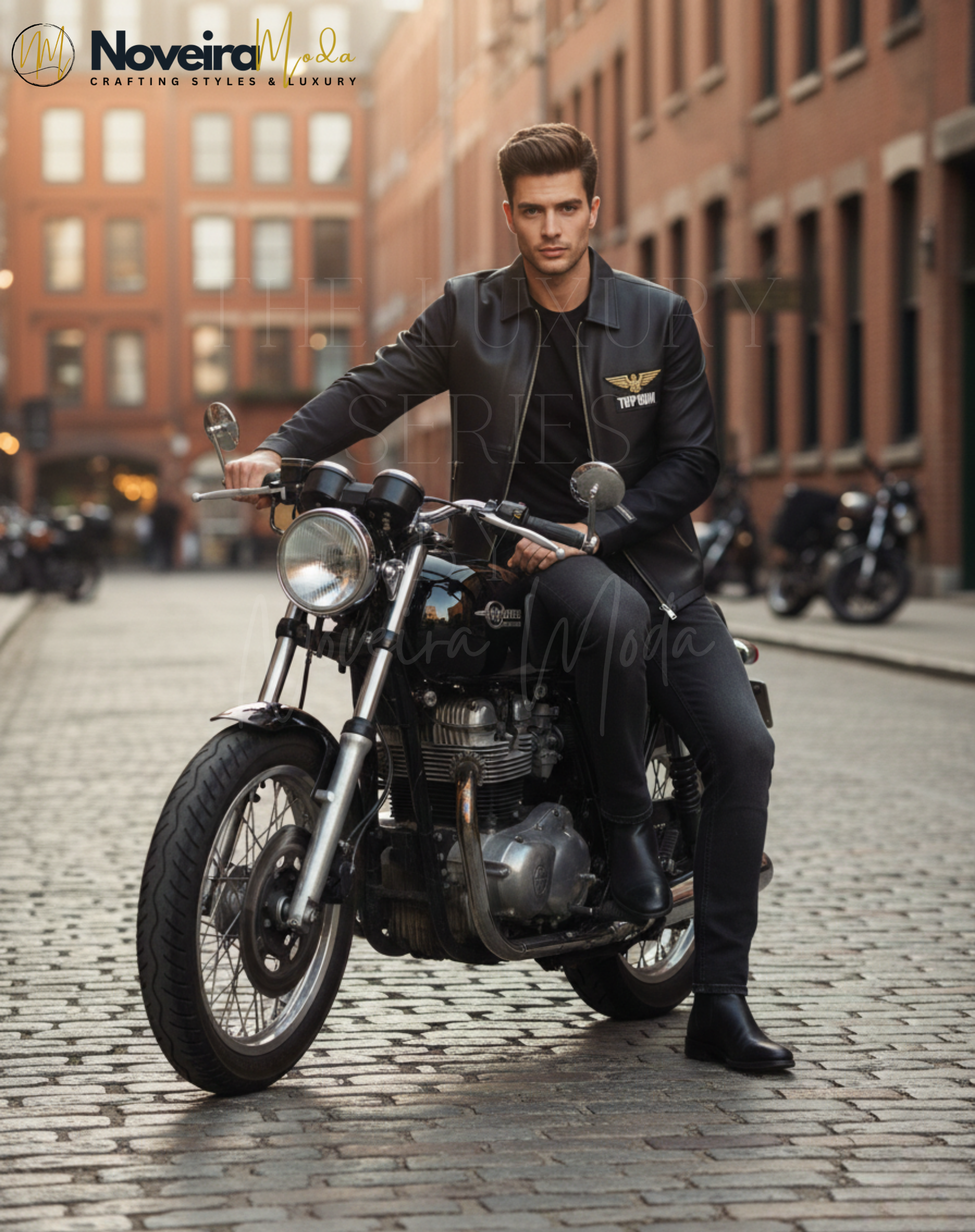 Luxury Black Leather Jacket for Men | Designer Inspired Minimal Zip Jacket