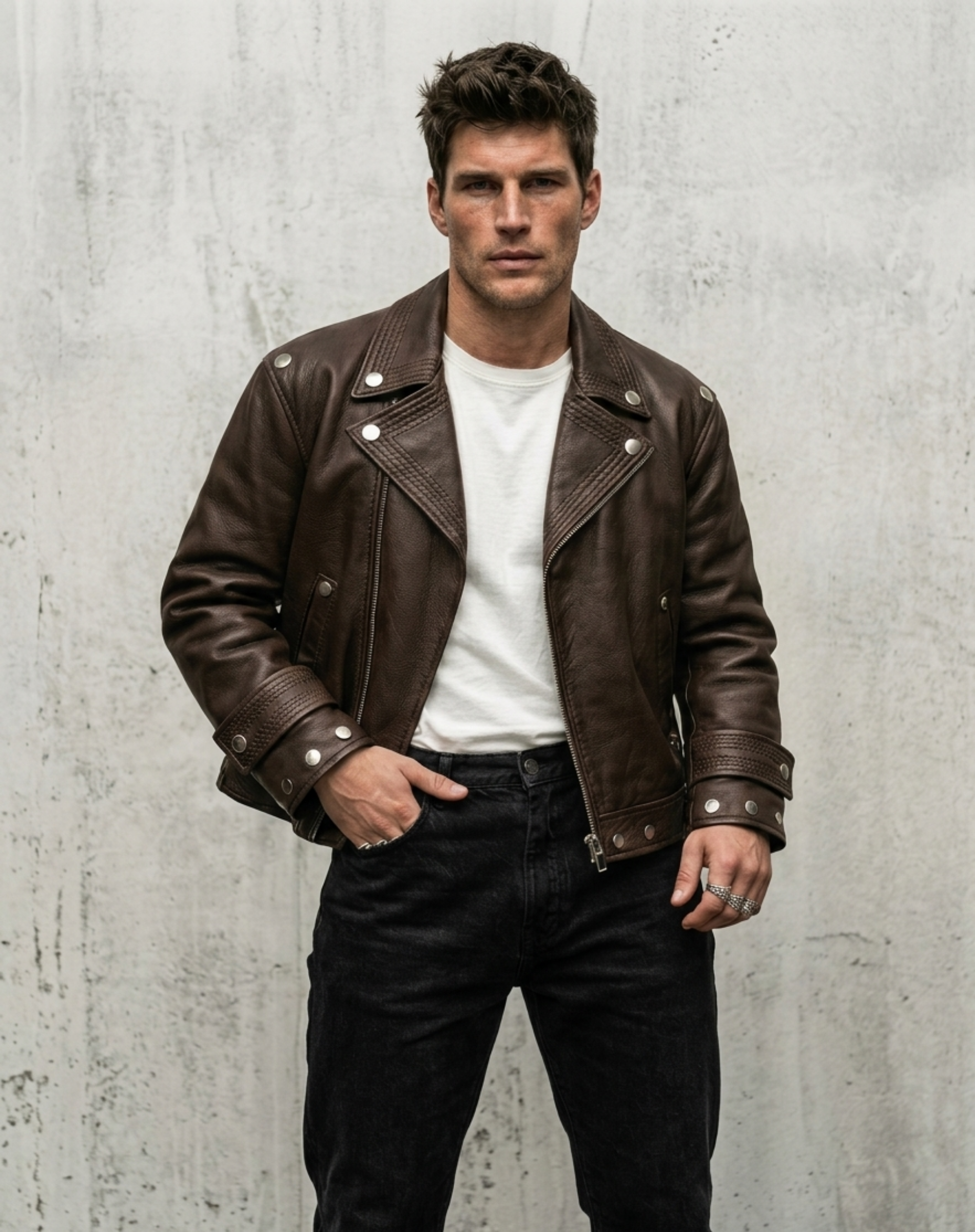 The "Midnight Rider" Artisan Tooled Leather Biker Jacket