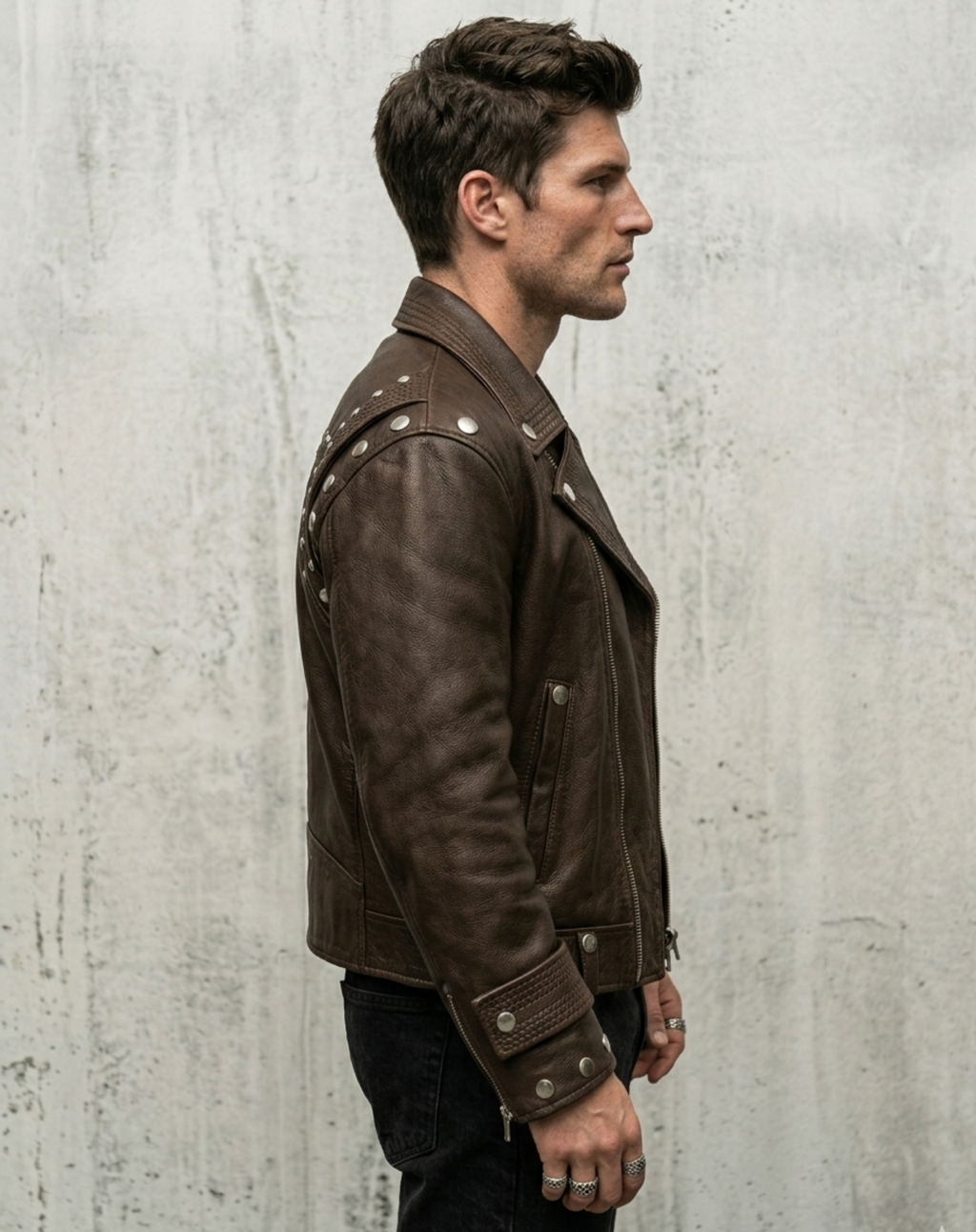 The "Midnight Rider" Artisan Tooled Leather Biker Jacket