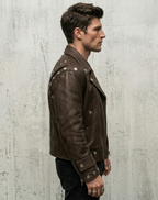 The "Midnight Rider" Artisan Tooled Leather Biker Jacket