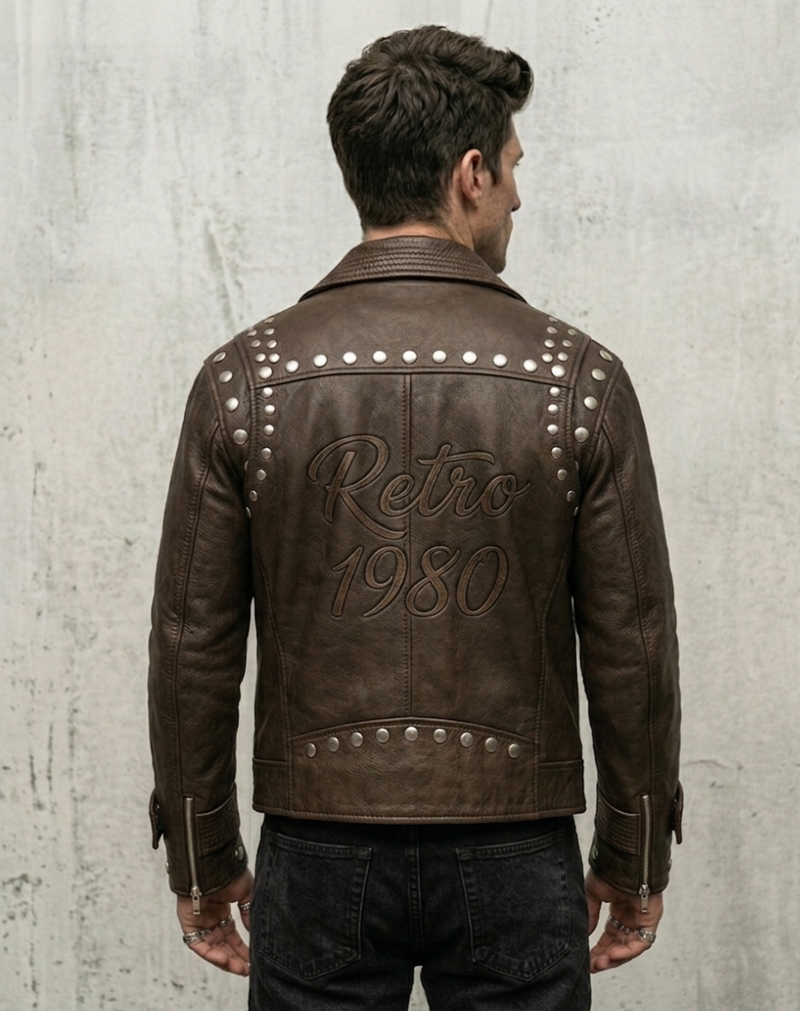 Midnight Rider Artisan Hand-Tooled Leather Biker Jacket | Noveira Moda
