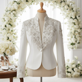 Premium Bridal Satin Jacket, Embroidered Beaded Wedding Bolero