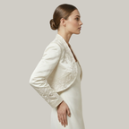 Luxury Ivory Embroidered Bridal Bolero Jacket – Elegant Wedding Jacket & Dress Topper for Bride