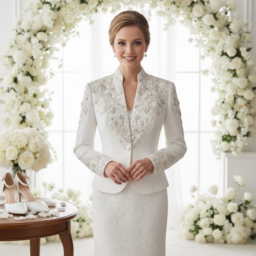Embroidered Beaded Bridal Satin Jacket – Luxury Wedding Bolero | Noveira Moda