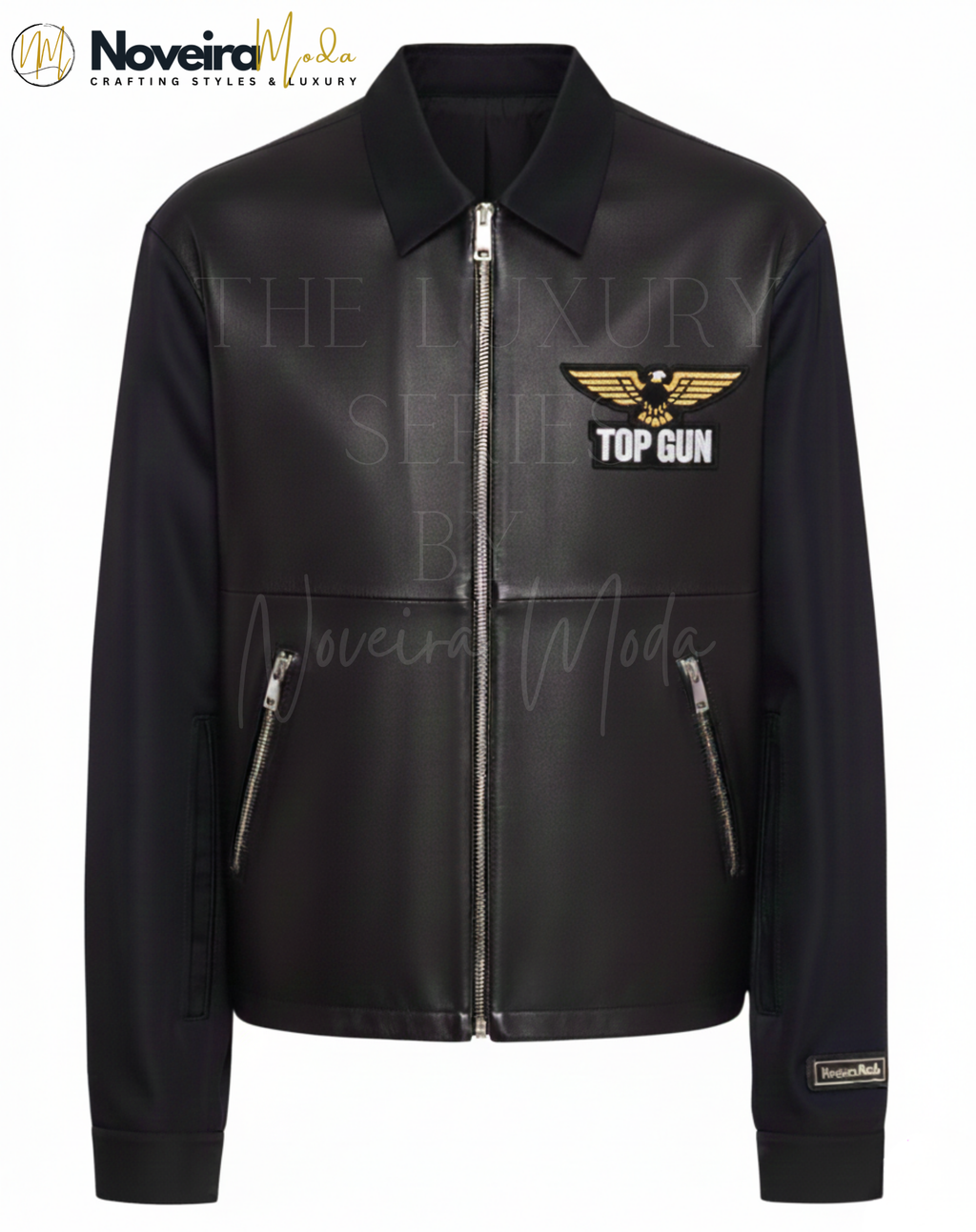 Luxury Black Leather Jacket for Men | Designer Inspired Minimal Zip Jacket