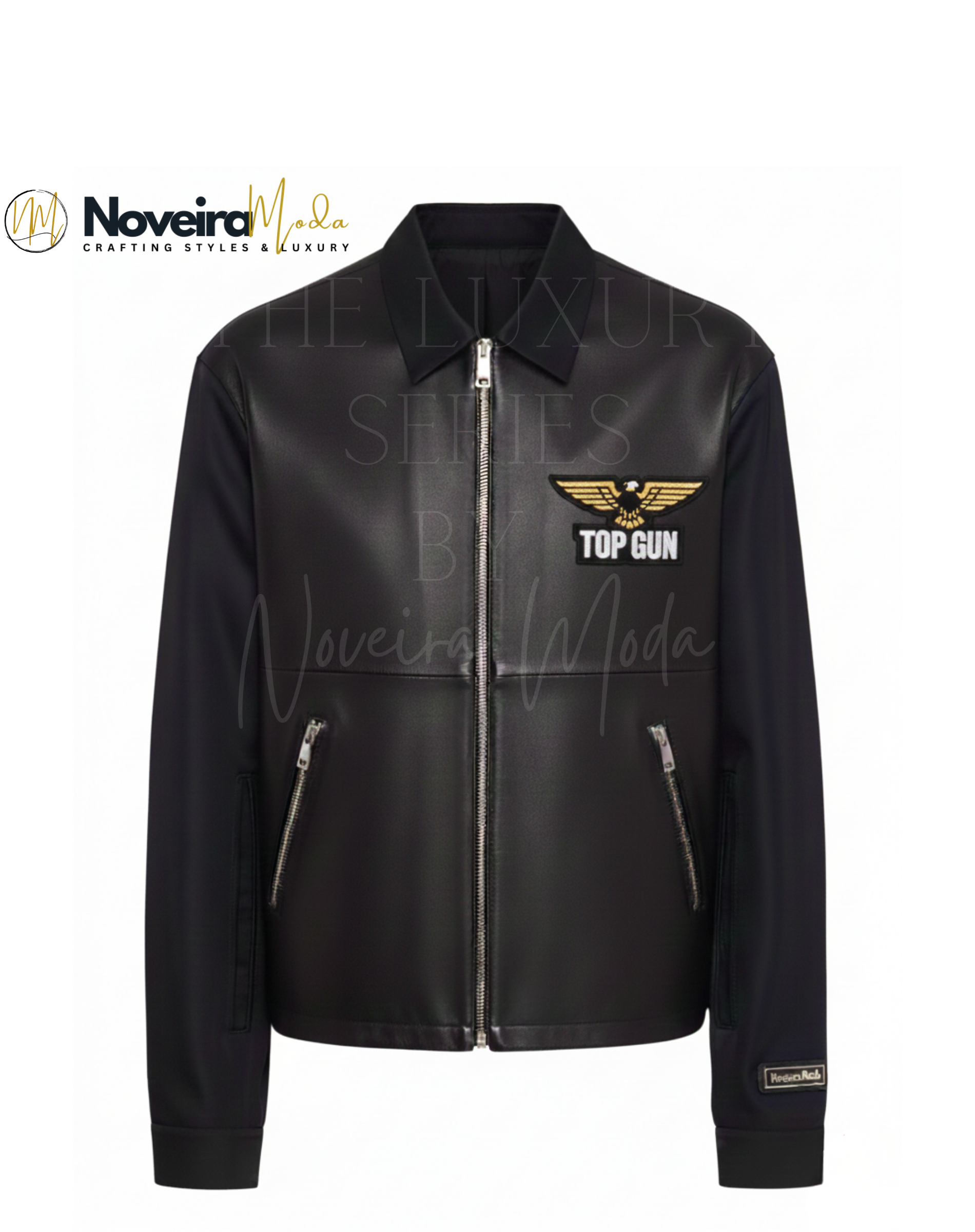 Luxury Black Leather Jacket for Men | Designer Inspired Minimal Zip Jacket