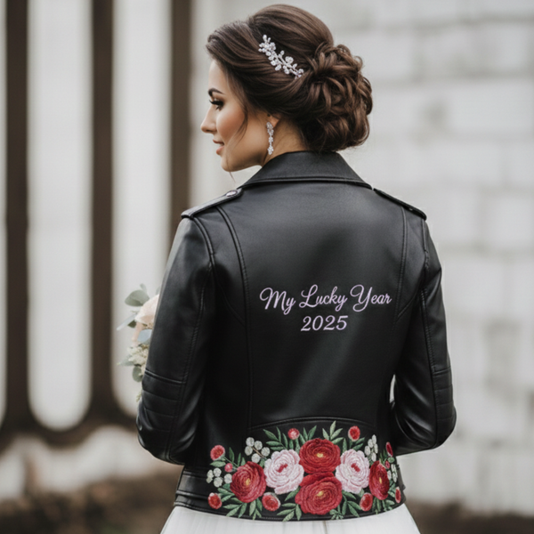 Floral Wedding Jacket-Custom Wordings