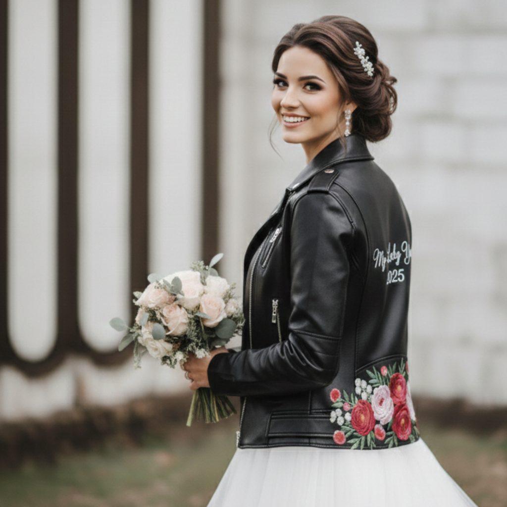 Floral Wedding Jacket-Custom Wordings