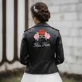 Bridal Leather Jacket- Custom Name & Floral Roses design