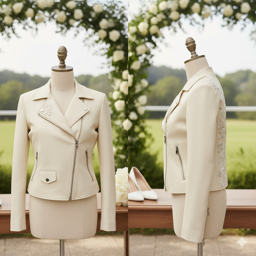 Bridal Leather Jacket, Custom Name, Embroidered Wedding Jacket, Mrs Design