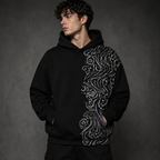 Men’s Black Paisley Print Hoodie – Premium Streetwear