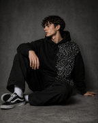 Men’s Black Paisley Print Hoodie – Premium Streetwear