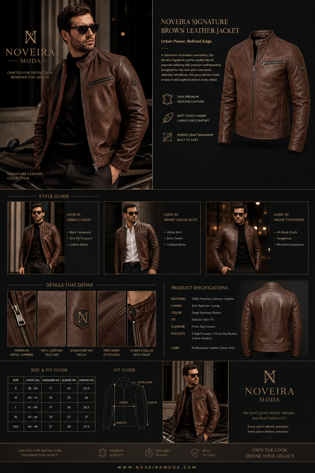 Noveira Signature Brown Leather Jacket