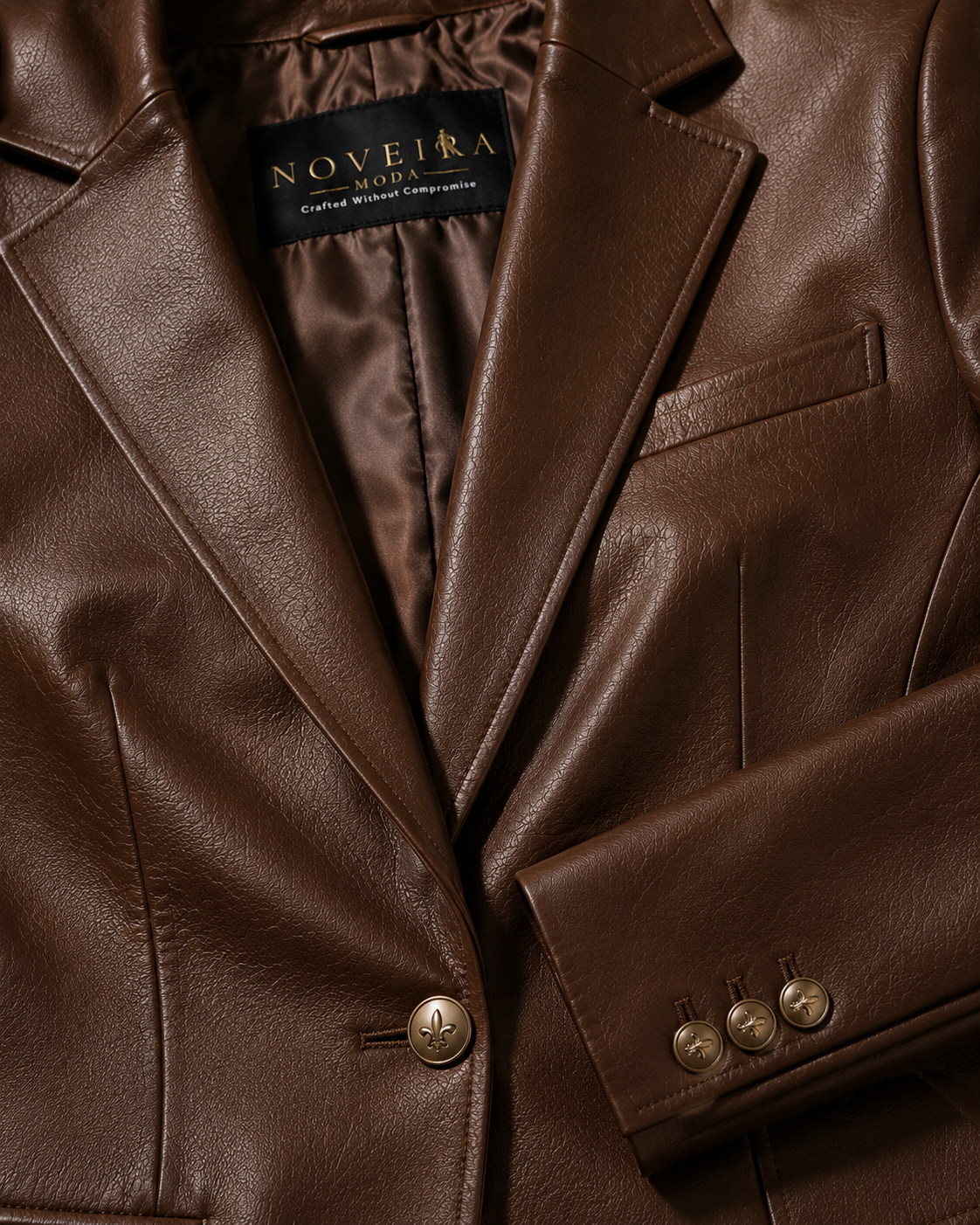 Women's Premium Sheep Leather Executive Blazer | Black & Brown | Noveira Moda