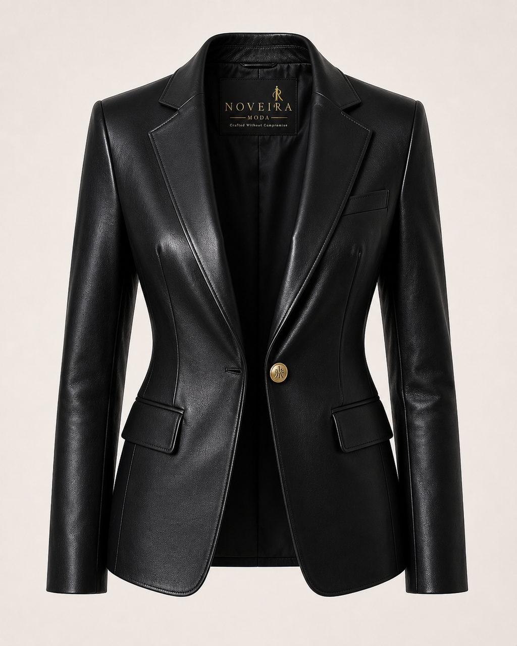 Women's Premium Sheep Leather Executive Blazer | Black & Brown | Noveira Moda