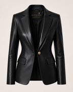 Women's Premium Sheep Leather Executive Blazer | Black & Brown | Noveira Moda