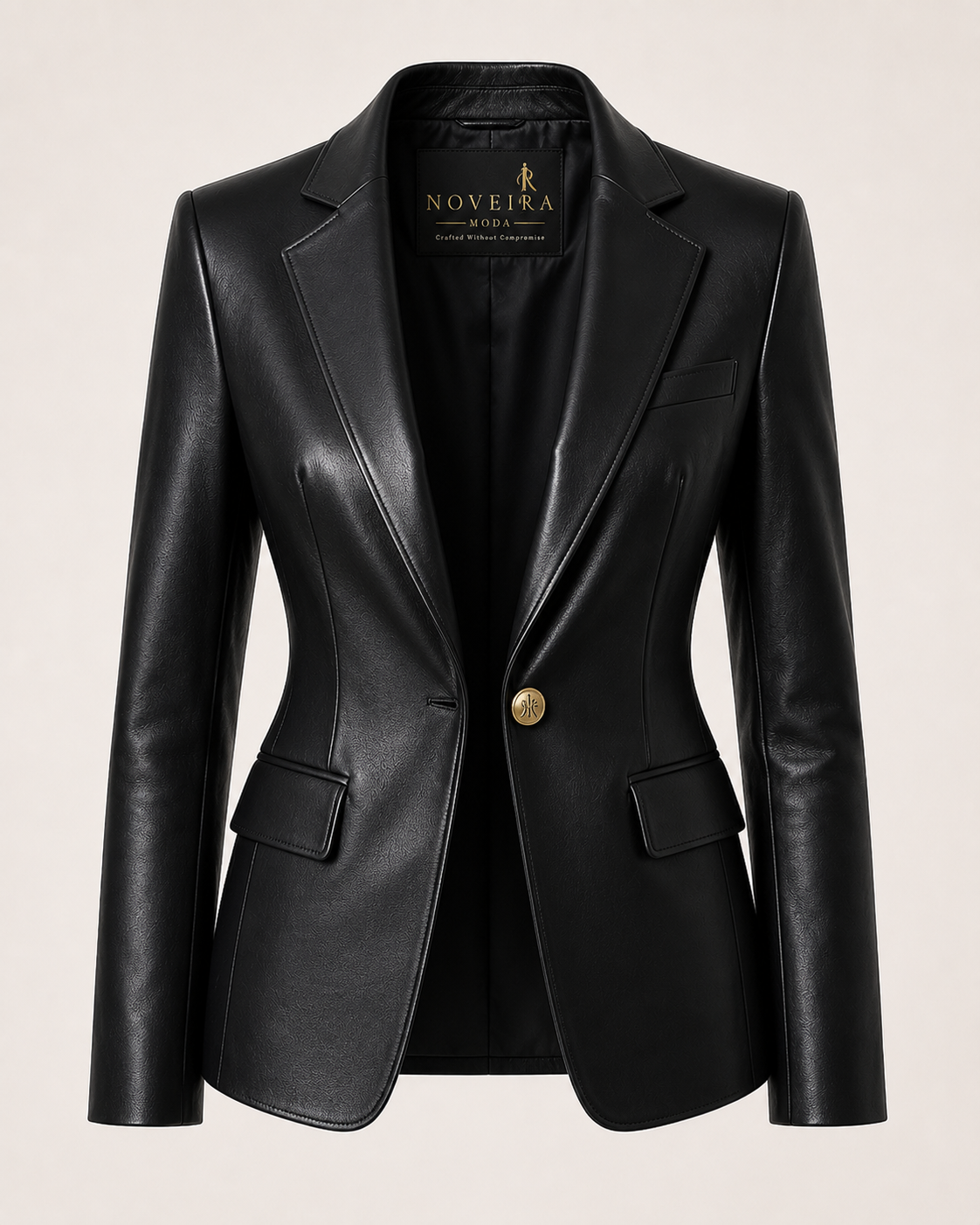 Women's Premium Sheep Leather Executive Blazer | Black & Brown | Noveira Moda