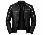 NOVEIRA MODA Grand Prix Series Premium Leather Jacket – Luxury Black Moto Jacket for Men