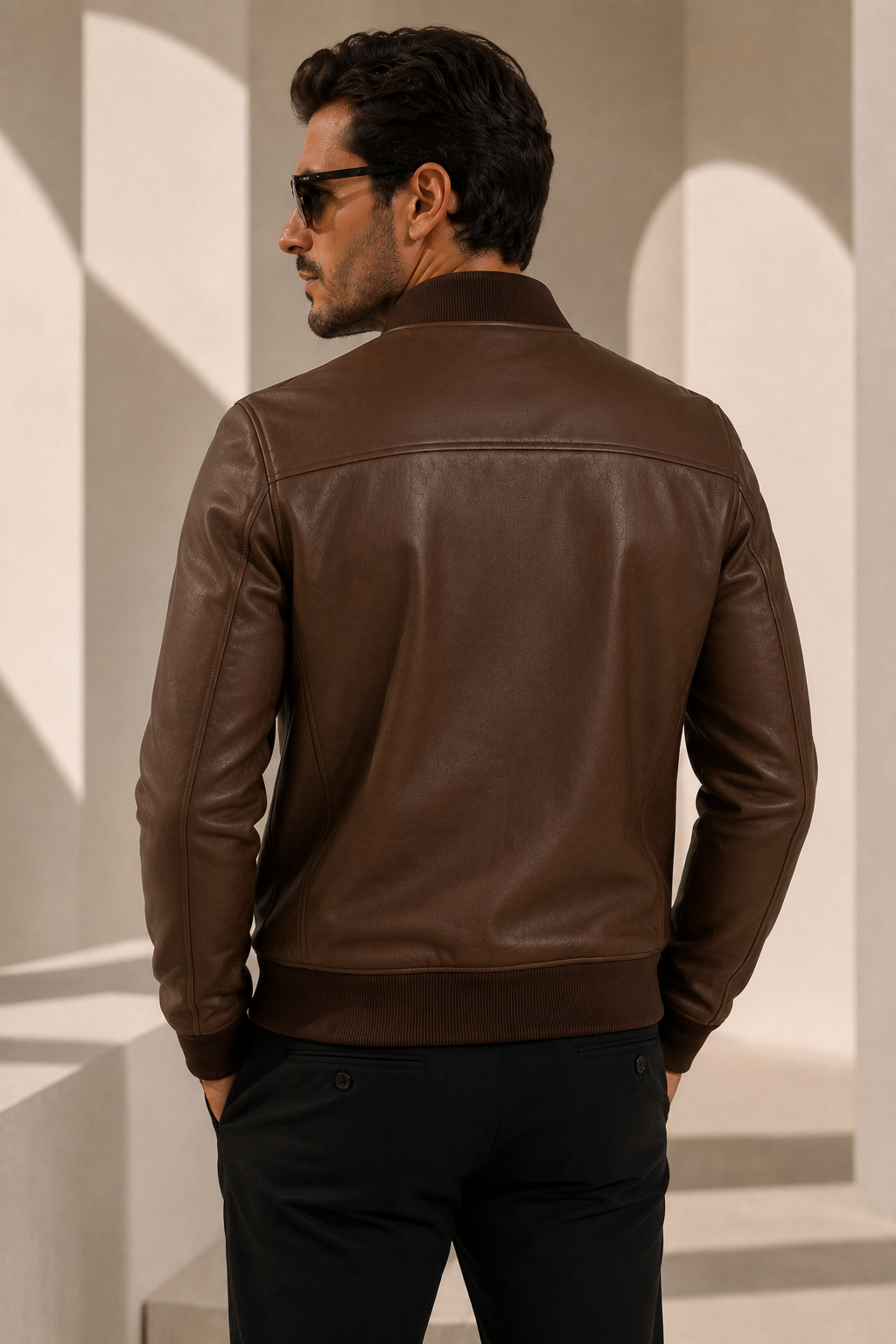 Men's Luxury Leather Bomber | Executive Black & Heritage Brown