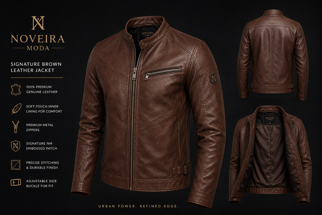 Noveira Signature Brown Leather Jacket