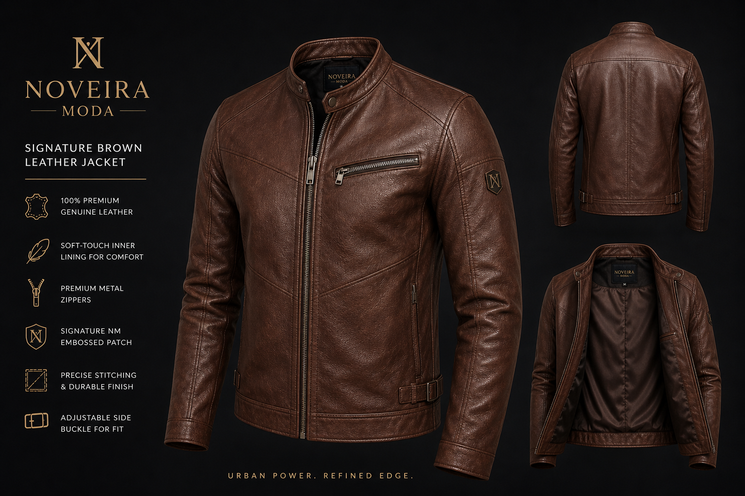 Noveira Signature Brown Leather Jacket