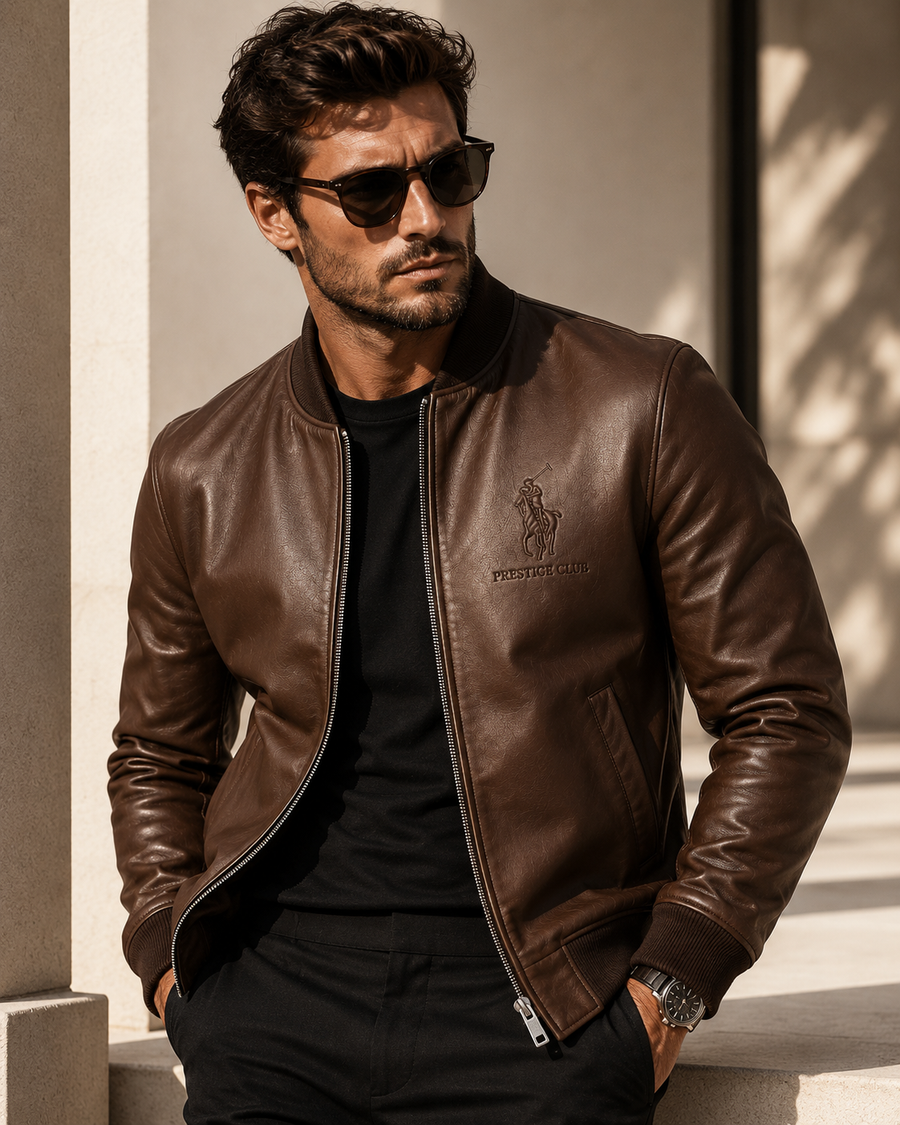 Men's Luxury Leather Bomber | Executive Black & Heritage Brown