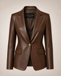 Women's Premium Sheep Leather Executive Blazer | Black & Brown | Noveira Moda