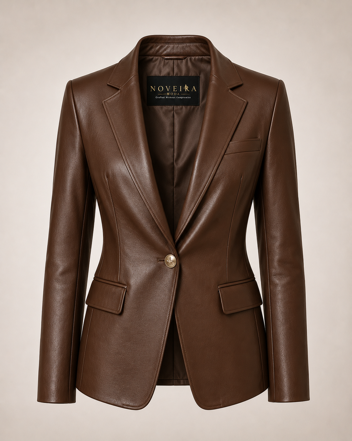 Women's Premium Sheep Leather Executive Blazer | Black & Brown | Noveira Moda